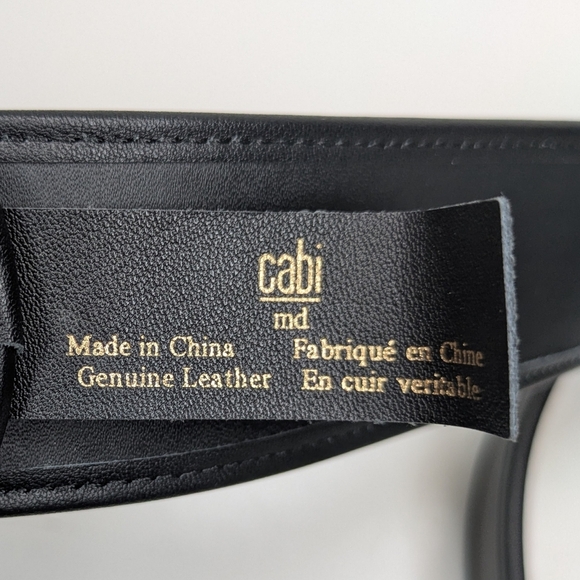 Cabi Black Leather Belt Gold Hardware Women's Size Medium - Picture 3 of 3